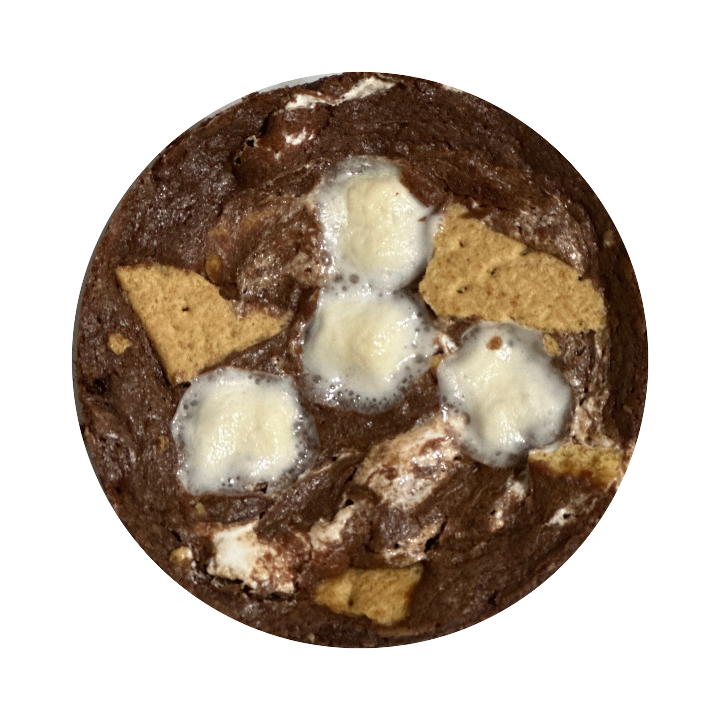 chocolate brownie with marshmallow and graham cracker