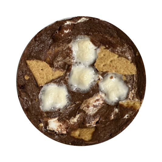 chocolate brownie with marshmallow and graham cracker